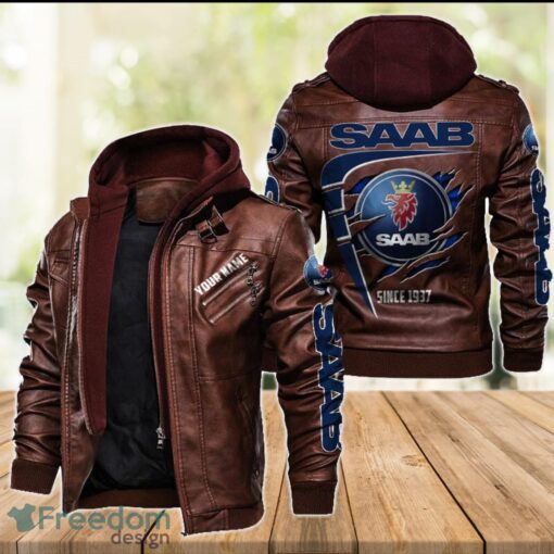 Saab 2D Leather Jacket For Men Custom Name Special Gift Ideas Product Photo 2