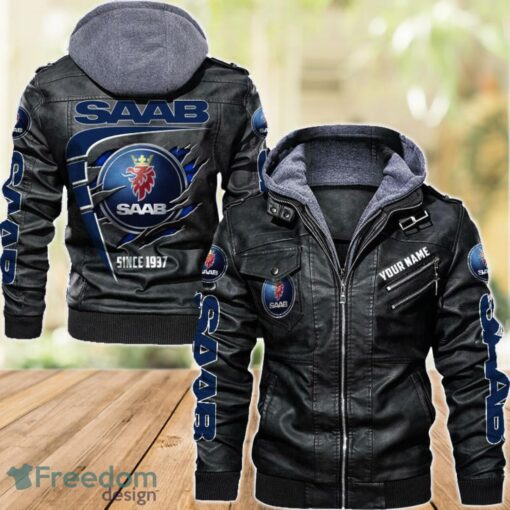 Saab 2D Leather Jacket For Men Custom Name Special Gift Ideas Product Photo 1