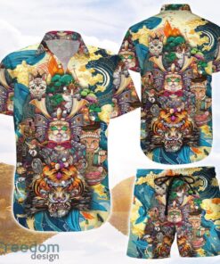 Samurai Cat Shirt Cat Japan Shogun Samurai 3D Printing Hawaiian Shirt Cat Lover Funny Gifts