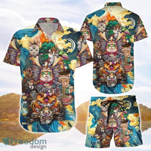 Samurai Cat Shirt Cat Japan Shogun Samurai 3D Printing Hawaiian Shirt Cat Lover Funny Gifts Product Photo 1