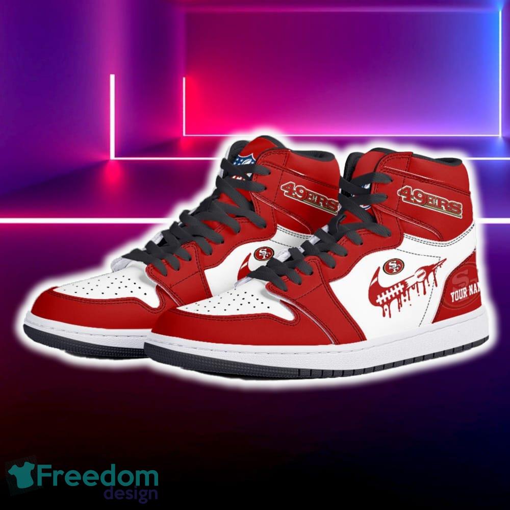 San Francisco 49ers Air Jordan Hightop Shoes New Custom Name For Fans Gift Sneaker image San Francisco 49ers Air Jordan Hightop Shoes New Custom Name For Fans Gift Sneaker - San Francisco 49ers Air Jordan Hightop Shoes Photo 5