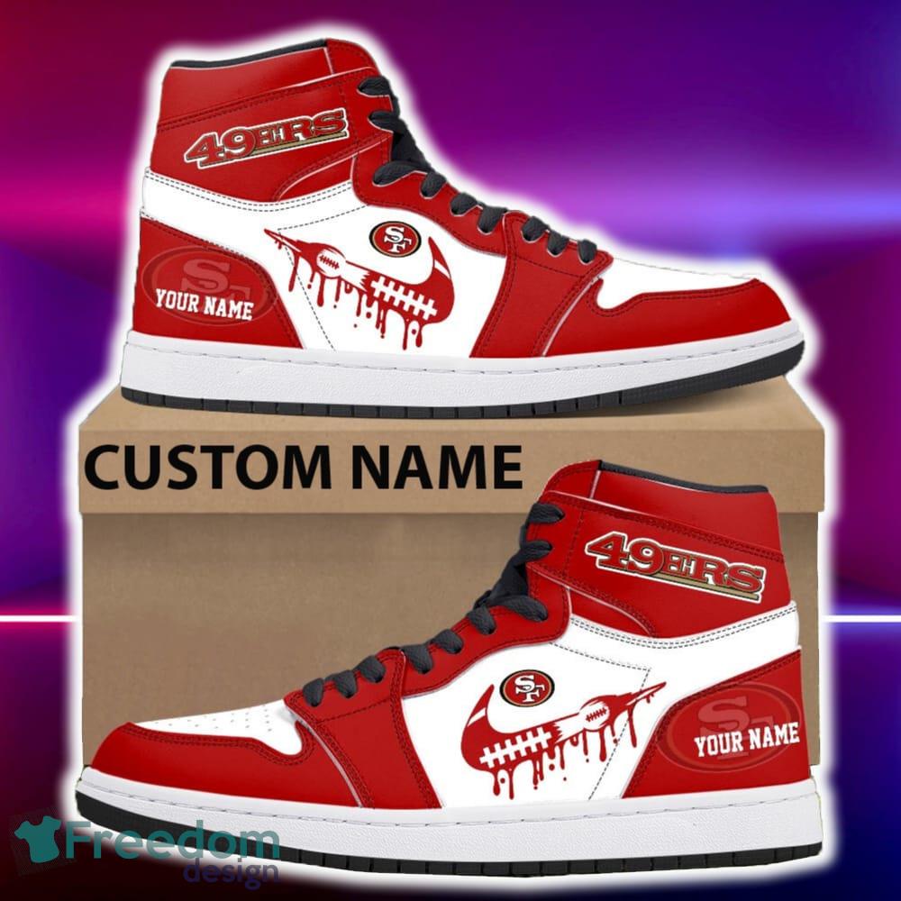 San Francisco 49ers Air Jordan Hightop Shoes New Custom Name For Fans Gift Sneaker image San Francisco 49ers Air Jordan Hightop Shoes New Custom Name For Fans Gift Sneaker - San Francisco 49ers Air Jordan Hightop Shoes Photo 4
