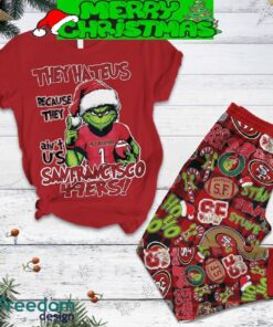 San Francisco 49ers Grinch Hate Us Christmas Fleece Pajamas Set For Christmas