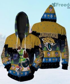 Santa Grinch Jacksonville Jaguars Sitting On Texans Titans Colts Toilet Christmas Gift For Jaguars Fans Zip Hoodie 3D All Over Print