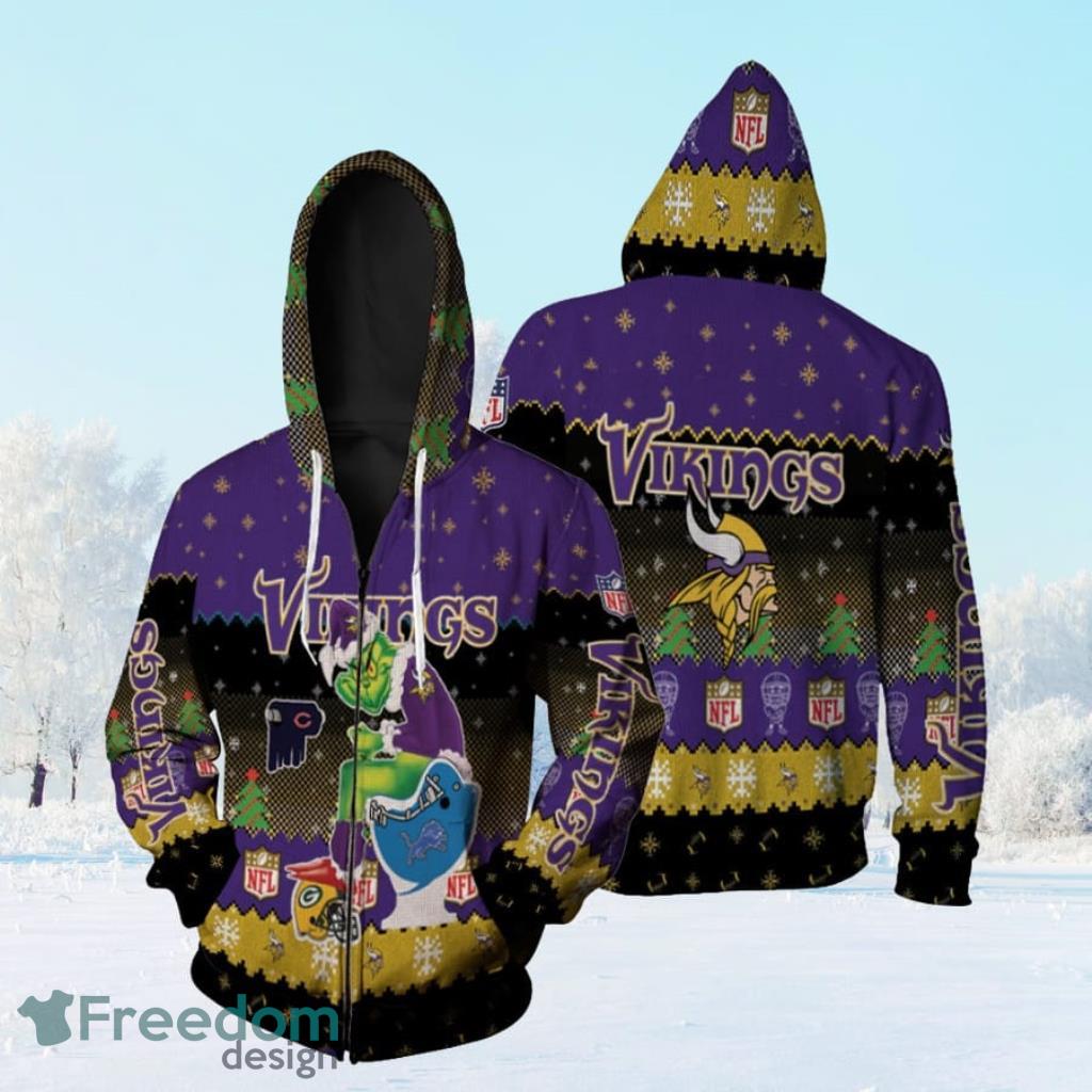 Santa Grinch Minnesota Vikings Sitting On Lions Bears Packers Toilet Christmas Gift For Vikings Fans Zip Hoodie 3D All Over Print image Santa Grinch Minnesota Vikings Sitting On Lions Bears Packers Toilet Christmas Gift For Vikings Fans Zip Hoodie 3D All Over Print Product Photo 1