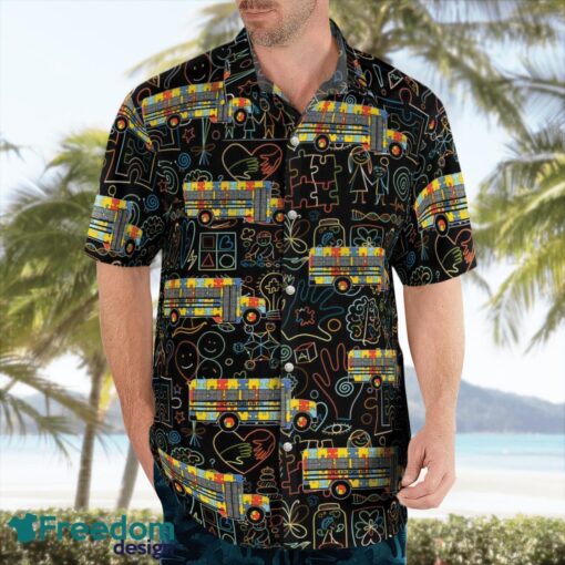 School Bus World Autism Awareness Day Hawaiian Shirt Product Photo 4