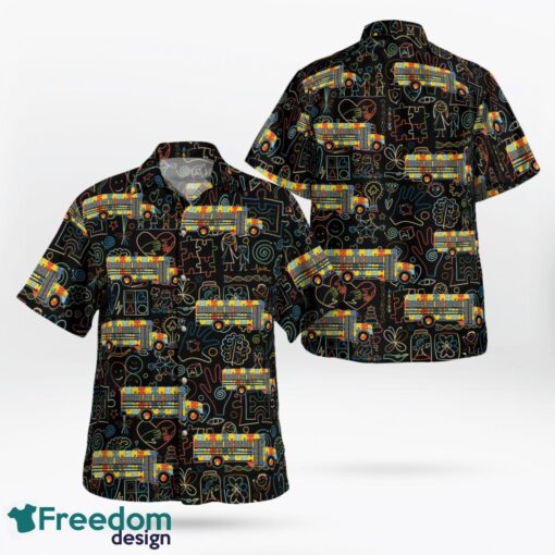 School Bus World Autism Awareness Day Hawaiian Shirt Product Photo 1