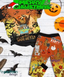 Scooby Doo Where Are You Halloween Hunting Fleece Pajamas Set Full Print Christmas For Women