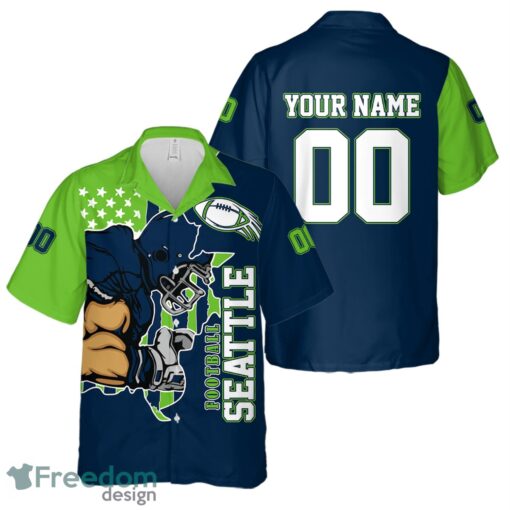 Seattle personalized name and number Hawaiian Shirt And Shorts Team Beach Shirt Product Photo 2