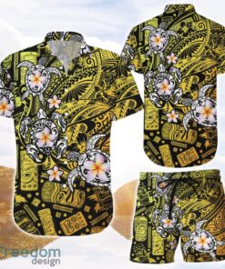 SeaTurtle Hawaiian Shirt and Shorts Maori Tiki Tattoo Turtle Flowers Hawaii Shirt Tropical Themed Gifts