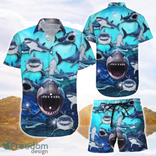 Shark Aloha Shirt Ocean Fish Casual Button Down Shirt Gift For Shark Lovers Product Photo 1