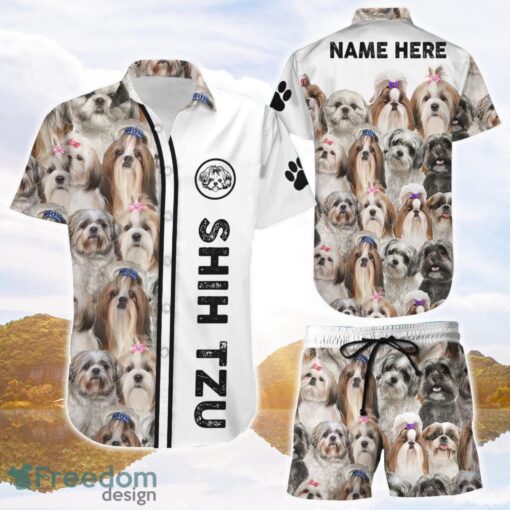 Shih Tzu Hawaiian Shirt Personalized Shih Tzu Dog Faces 3D Printing Hawaiian Shirt Dog Themed Gift Ideas Product Photo 1