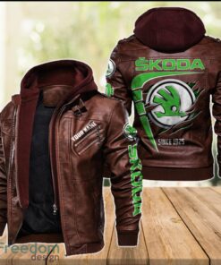 Skoda 2D Leather Jacket For Men Custom Name Special Gift Ideas Product Photo 2