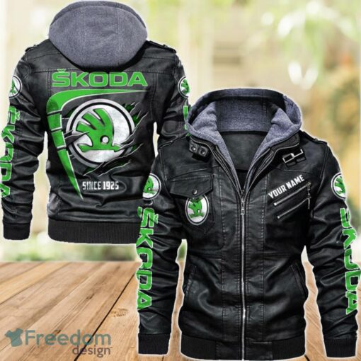 Skoda 2D Leather Jacket For Men Custom Name Special Gift Ideas Product Photo 1