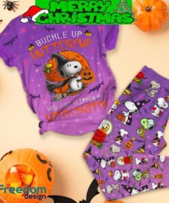 Snoopy Halloween Buckle Up Buttercup Witch Switch Fleece Pajamas Set Full Print Christmas For Women