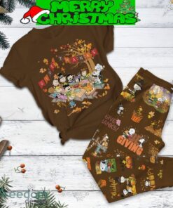 Snoopy Peanuts Give Thanks Pajamas Set All Over Print Christmas Gift