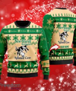 Spotted Cow Beer Custom Name Green Ugly Christmas Sweater 3D