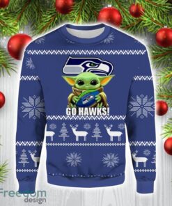 Star War Yoda Go Hawks 3D Ugly Christmas Sweater Christmas Gift Ideas