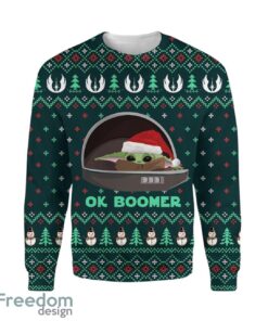 Star Wars Baby Yoda Ok Boomer All-Over Print Christmas Sweater Gifts, Star Wars Gift