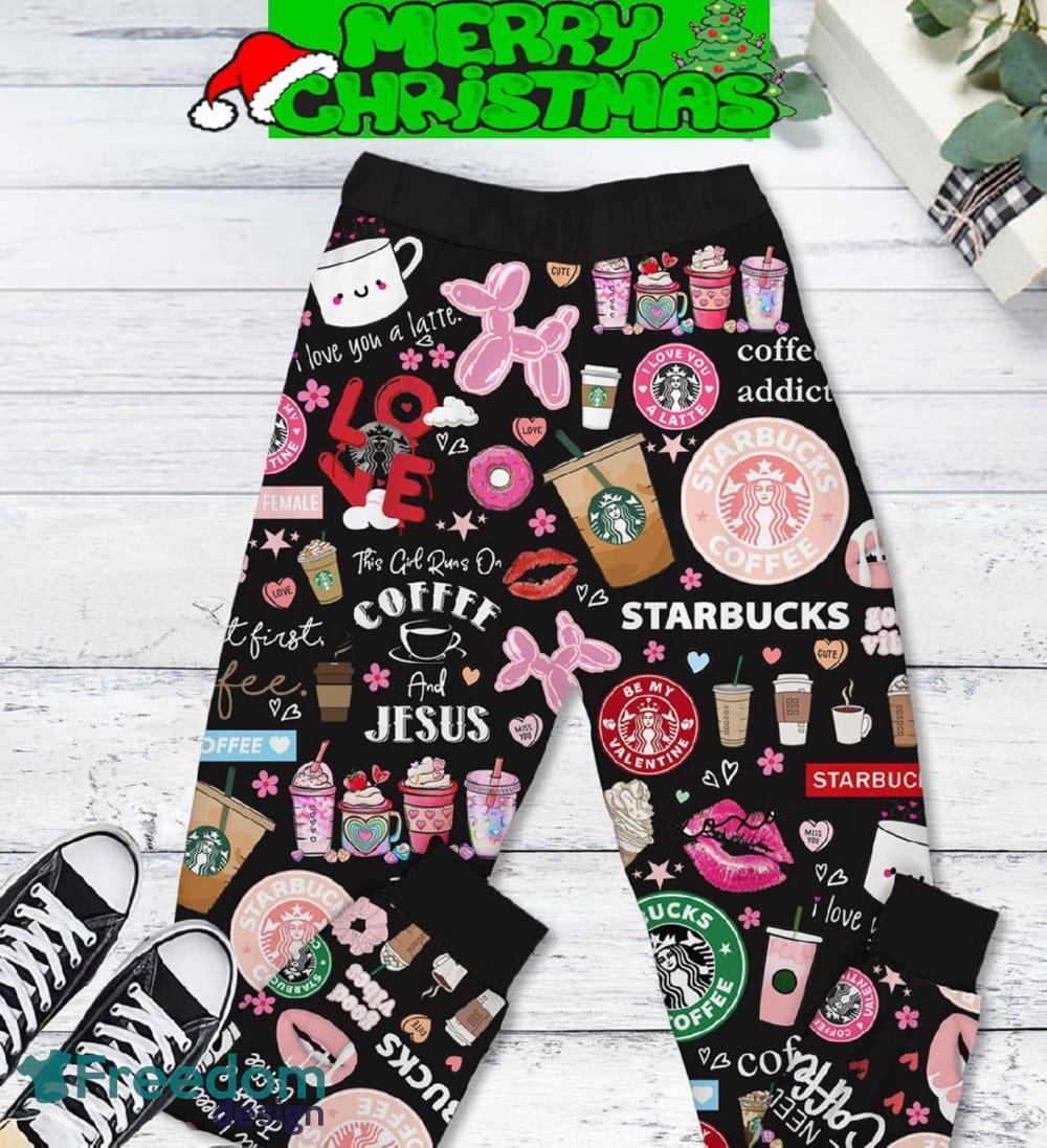 Starbucks Cupid Need Coffee Black Fleece Pajamas Set All Over Print Christmas Gift image Starbucks Cupid Need Coffee Black Fleece Pajamas Set All Over Print Christmas Gift - Starbucks Cupid Need Coffee Black Fleece Pajamas Set-2