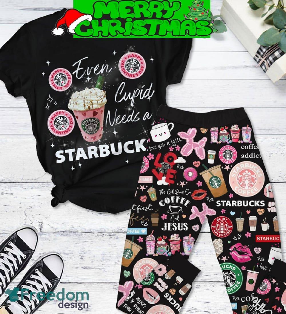 Starbucks Cupid Need Coffee Black Fleece Pajamas Set All Over Print Christmas Gift image Starbucks Cupid Need Coffee Black Fleece Pajamas Set All Over Print Christmas Gift - Starbucks Cupid Need Coffee Black Fleece Pajamas Set-1