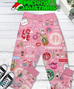 Starbucks Cupid Need Coffee Fleece Pajamas Set Pink Men Women For Fans - Starbucks Cupid Need Coffee Fleece Pajamas Set Pink-2
