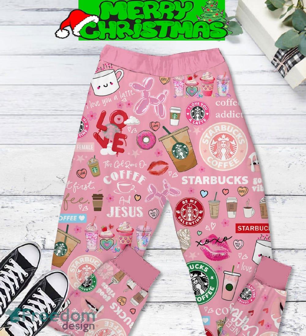Starbucks Cupid Need Coffee Fleece Pajamas Set Pink Men Women For Fans image Starbucks Cupid Need Coffee Fleece Pajamas Set Pink Men Women For Fans - Starbucks Cupid Need Coffee Fleece Pajamas Set Pink-2