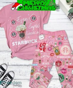 Starbucks Cupid Need Coffee Fleece Pajamas Set Pink Men Women For Fans