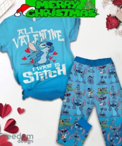Stitch All I Want For Valentine Fleece Pajamas Set Christmas For Family - Stitch All I Want For Valentine Fleece Pajamas Set-2