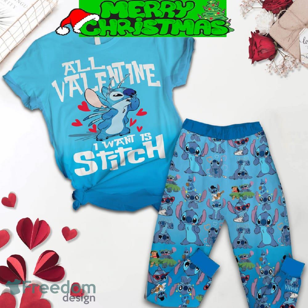 Stitch All I Want For Valentine Fleece Pajamas Set Christmas For Family image Stitch All I Want For Valentine Fleece Pajamas Set Christmas For Family - Stitch All I Want For Valentine Fleece Pajamas Set-2