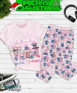 Stitch Angel Couple Valentine Personalized Fleece Pajamas Set For Women Gift Christmas - Stitch Angel Couple Valentine Personalized Fleece Pajamas Set-2