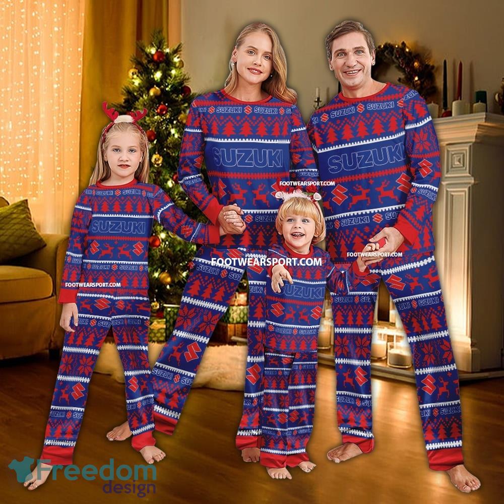 Suzuki Motorcycle Logo Pattern Ugly Christmas Family Pajamas Set image Suzuki Motorcycle Logo Pattern Ugly Christmas Family Pajamas Set - Suzuki Motorcycle Logo Pattern Ugly Christmas Family Pajamas Set
