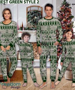 T-37 Tweet T37 Ugly Christmas Aircraft Pajamas Set War Gift - T-37 Tweet T37 Aircraft Pajamas Set Family Photo Green