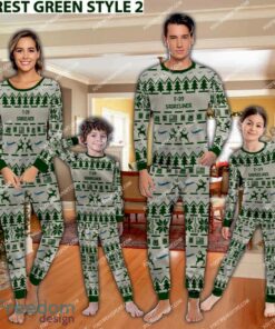 T-39 Sabreliner T39 Aircraft Ugly Christmas Pajamas Set Family Gift For Family - T-39 Sabreliner T39 Aircraft Pajamas Set Family Photo Green
