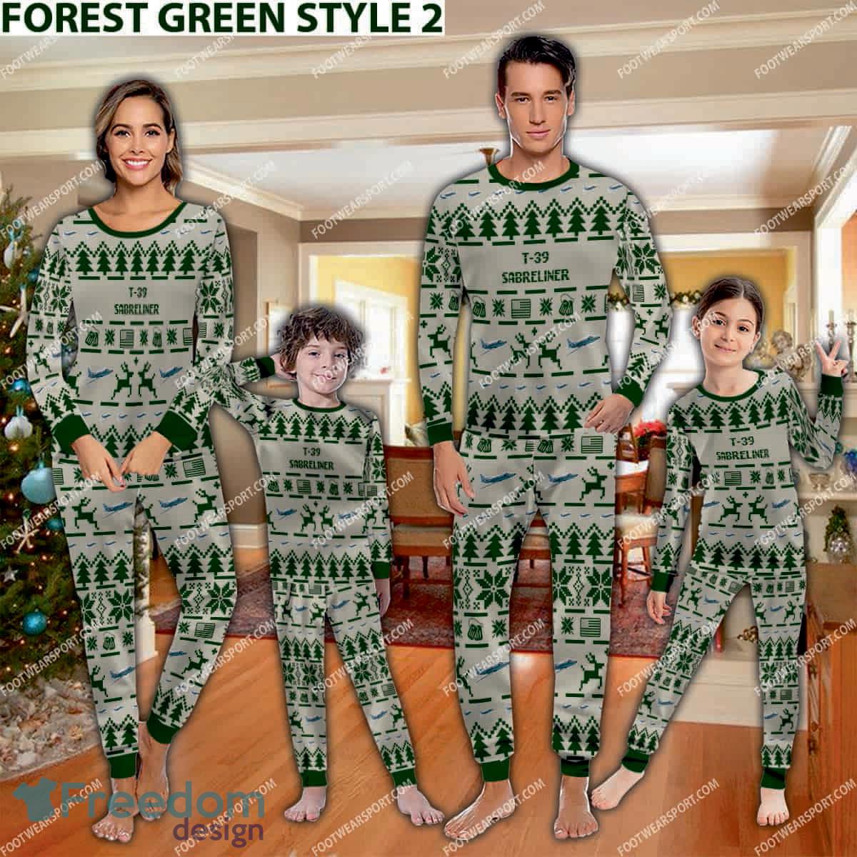 T 39 Sabreliner T39 Aircraft Ugly Christmas Pajamas Set Family Gift For Family image T-39 Sabreliner T39 Aircraft Ugly Christmas Pajamas Set Family Gift For Family - T-39 Sabreliner T39 Aircraft Pajamas Set Family Photo Green