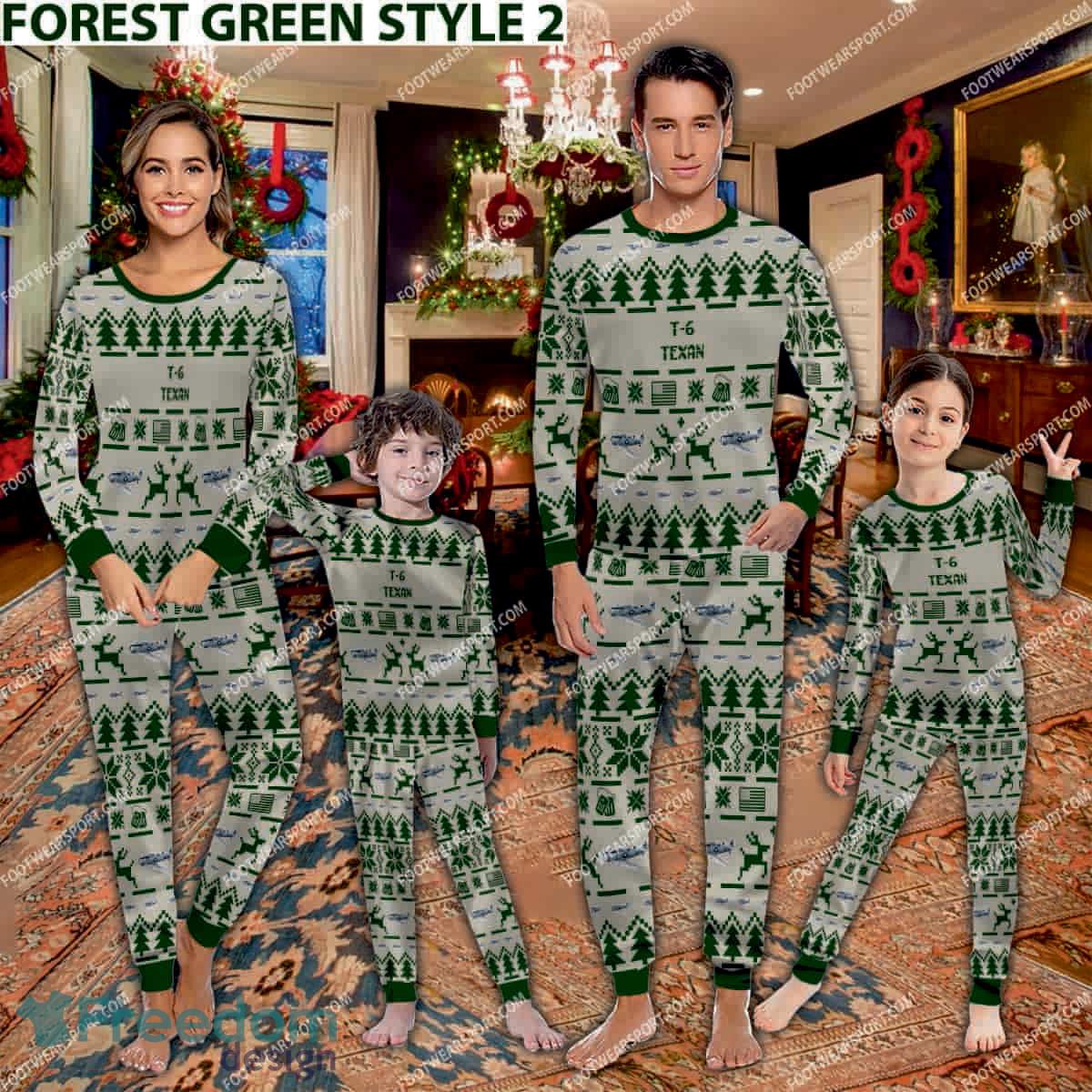 T 6 Texan T6 Aircraft Family Pajamas Set Gift For Family Christmas image T-6 Texan T6 Aircraft Family Pajamas Set Gift For Family Christmas - T-6 Texan T6 Aircraft Pajamas Set Family Photo Green