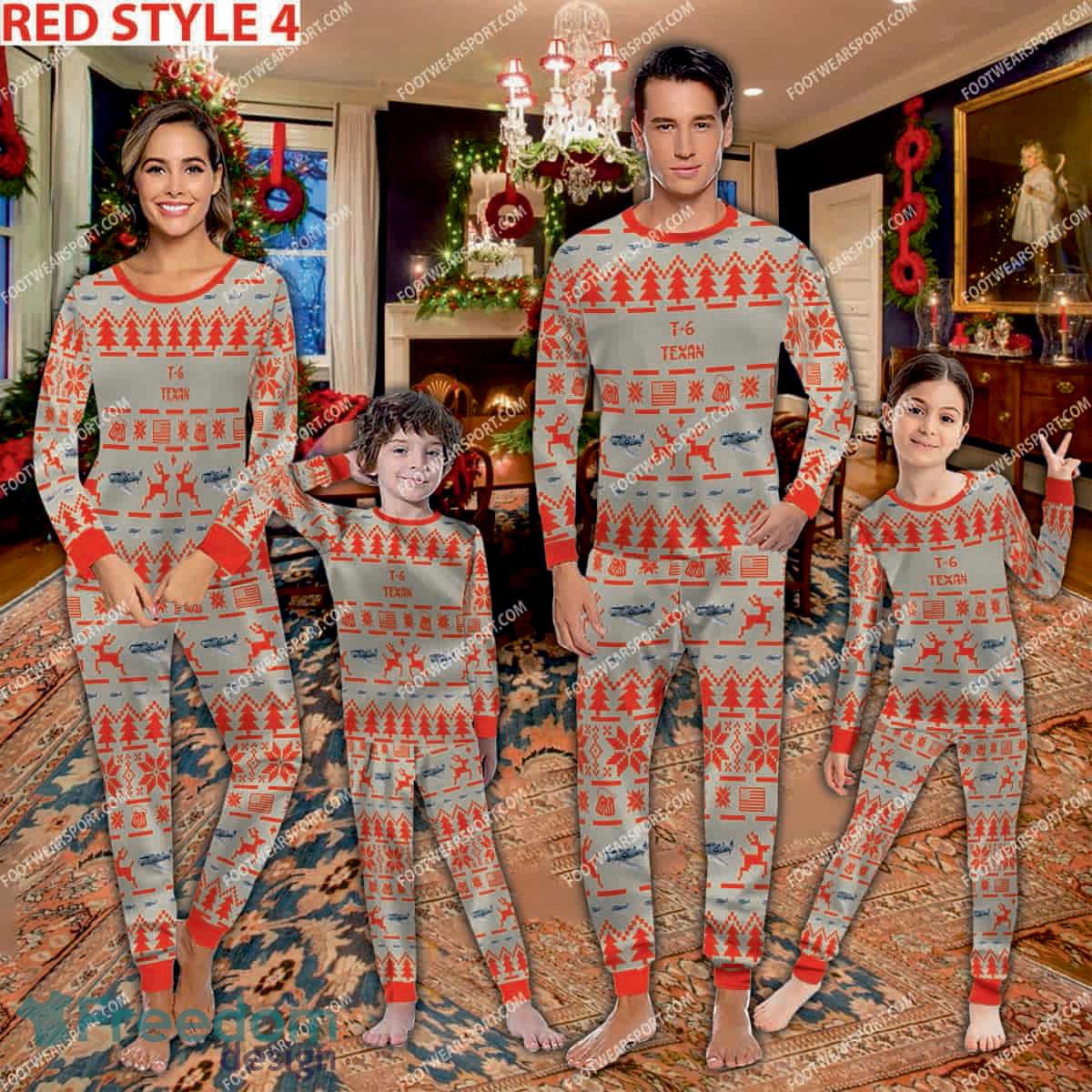 t-6-texan-t6-aircraft-family-pajamas-set-gift-for-family-christmas-3.jpg T-6 Texan T6 Aircraft Family Pajamas Set Gift For Family Christmas - T-6 Texan T6 Aircraft Pajamas Set Family Photo Red