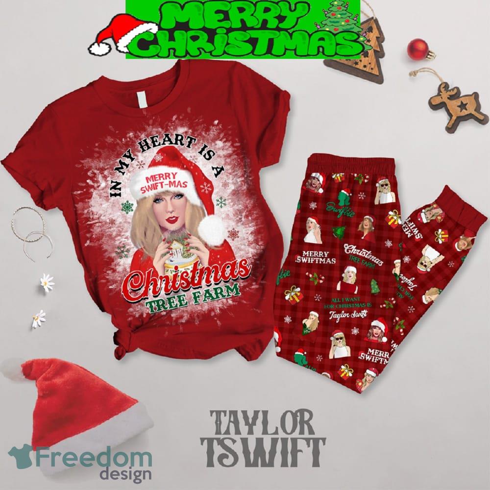 Taylor Swift In My Heart Is A Christmas Tree Farm Pajamas Set Men Women For Fans - Taylor Swift In My Heart Is A Christmas Tree Farm Pajamas Set-1