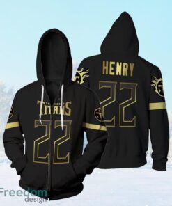Tennessee Titans 22 Derrick Henry Black Golden Edition Jersey Inspired Zip Hoodie 3D All Over Print