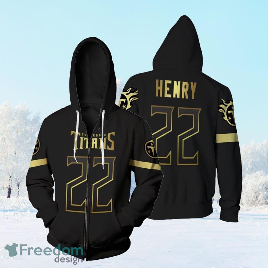 Tennessee Titans 22 Derrick Henry Black Golden Edition Jersey Inspired Zip Hoodie 3D All Over Print image Tennessee Titans 22 Derrick Henry Black Golden Edition Jersey Inspired Zip Hoodie 3D All Over Print Product Photo 1