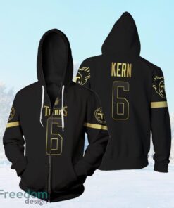 Tennessee Titans Brett Kern #6 Nfl America Football Team Logo Black Golden Edition 3D Designed Allover Gift For Titans Fans Zip Hoodie 3D All Over Print