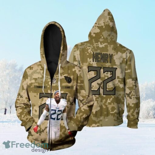 Tennessee Titans Derrick Henry 22 Nfl Great Player Camo 3D Allover Designed Gift For Titans Fans Zip Hoodie 3D All Over Print Product Photo 1