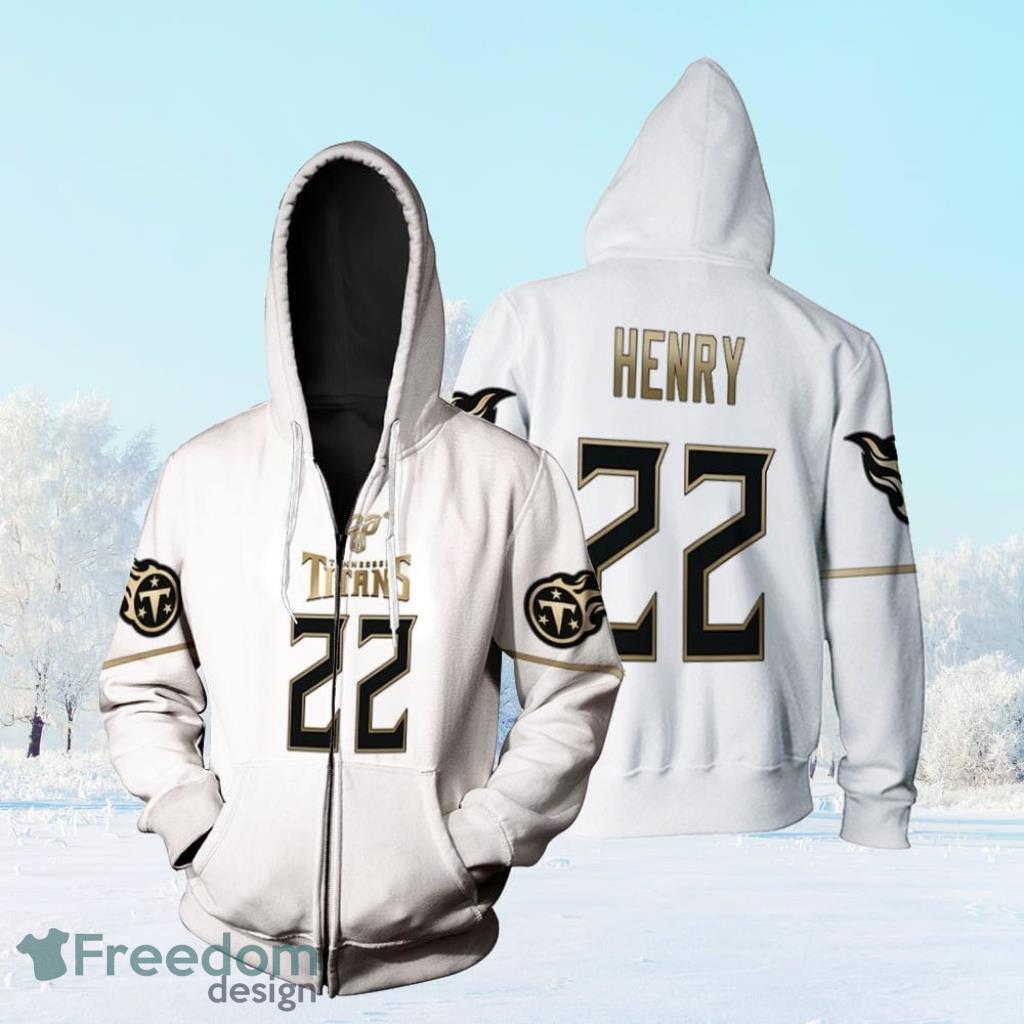 Tennessee Titans Derrick Henry #22 Nfl Great Player White 100th Season Golden Edition Jersey Style Gift For Titans Fans Zip Hoodie 3D All Over Print image Tennessee Titans Derrick Henry #22 Nfl Great Player White 100th Season Golden Edition Jersey Style Gift For Titans Fans Zip Hoodie 3D All Over Print Product Photo 1