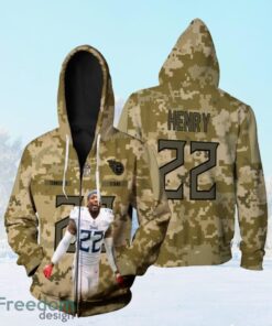 Tennessee Titans Derrick Henry 22 Nfl Team Camo Jersey 3D Allover Designed Gift For Titans Fans Zip Hoodie 3D All Over Print