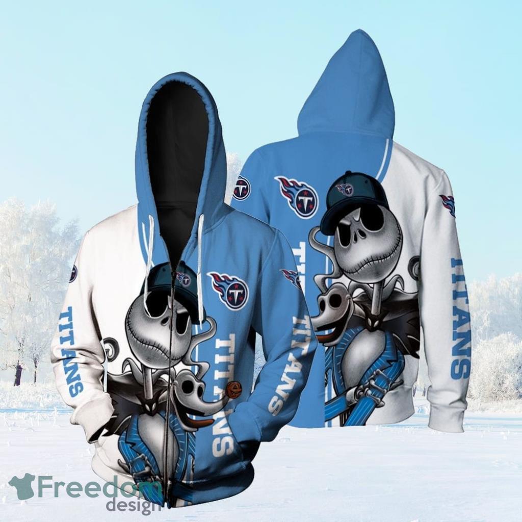 Tennessee Titans Jack Skellington And Zero Zip Hoodie 3D All Over Print Product Photo 1