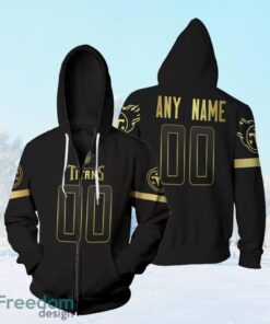Tennessee Titans Nfl America Football Team Logo Black Golden Edition 3D Designed Allover Custom Gift For Titans Fans Zip Hoodie 3D All Over Print