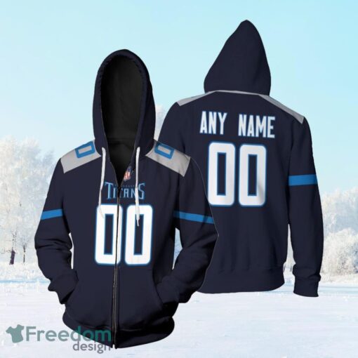 Tennessee Titans Nfl America Football Team Logo New Game Navy 2019 3D Designed Allover Custom Gift For Titans Fans Zip Hoodie 3D All Over Print Product Photo 1