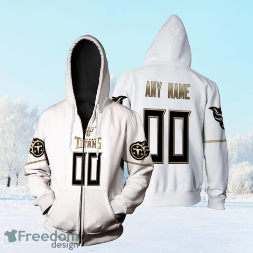 Tennessee Titans Nfl American Football White 100th Season Golden Edition Jersey Style Custom Gift For Titans Fans Zip Hoodie 3D All Over Print Product Photo 1