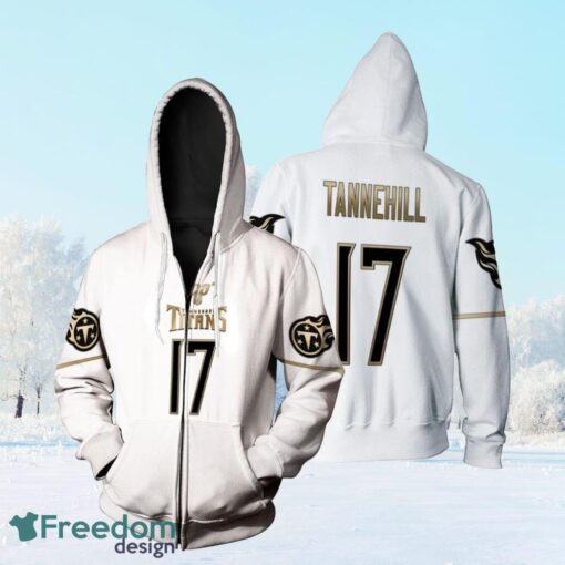 Tennessee Titans Ryan Tannehill #11 Nfl Great Player White 100th Season Golden Edition Jersey Style Gift For Titans Fans Zip Hoodie 3D All Over Print Product Photo 1