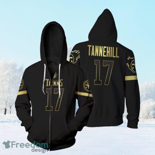 Tennessee Titans Ryan Tannehill #17 Nfl America Football Team Logo Black Golden Edition 3D Designed Allover Gift For Titans Fans Zip Hoodie 3D All Over Print Product Photo 1